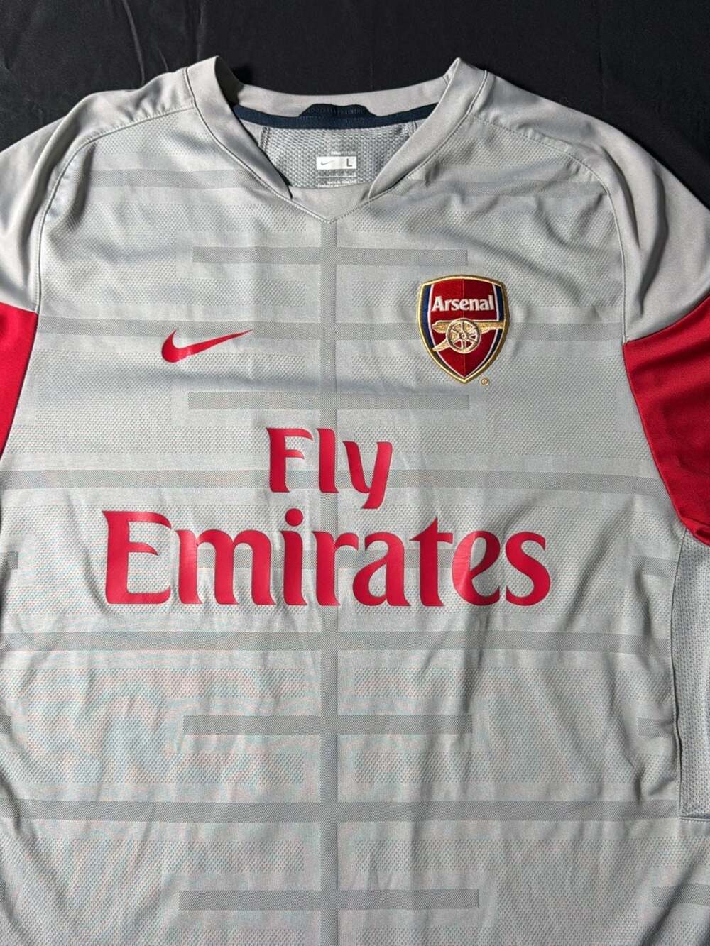 Nike Arsenal 2009-10 Football Training Jersey Grey and Red - Picture 2 of 9